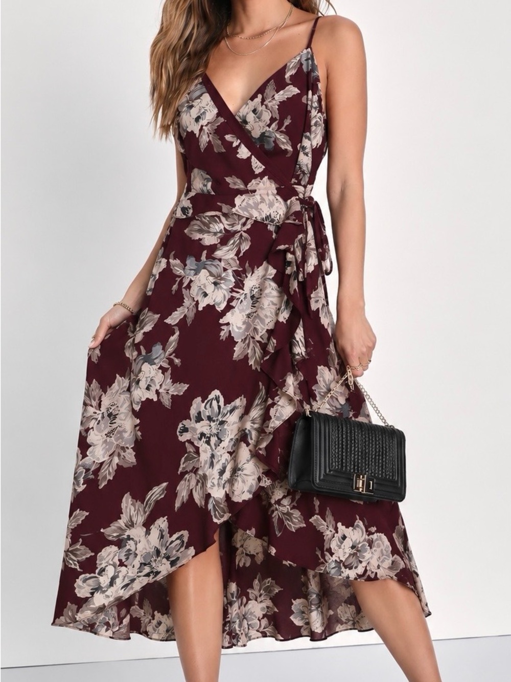 Lulu’s Wrap Floral Midi Dress